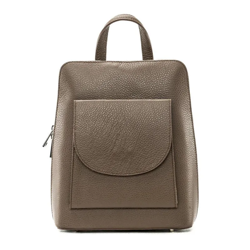 Sac à dos en cuir grainé HAILEY Taupe foncé