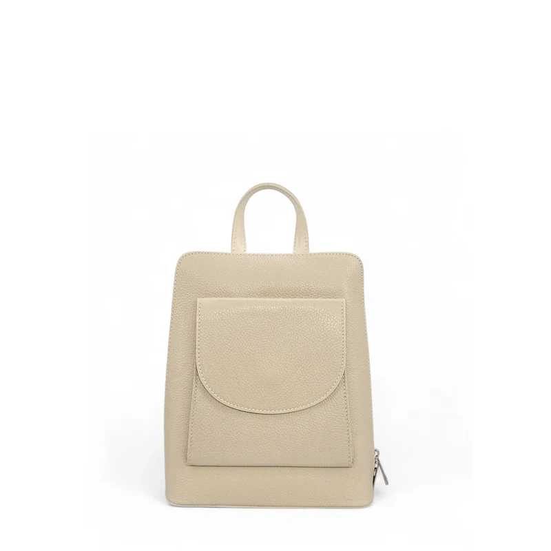 Sac à dos en cuir grainé HAILEY Taupe clair