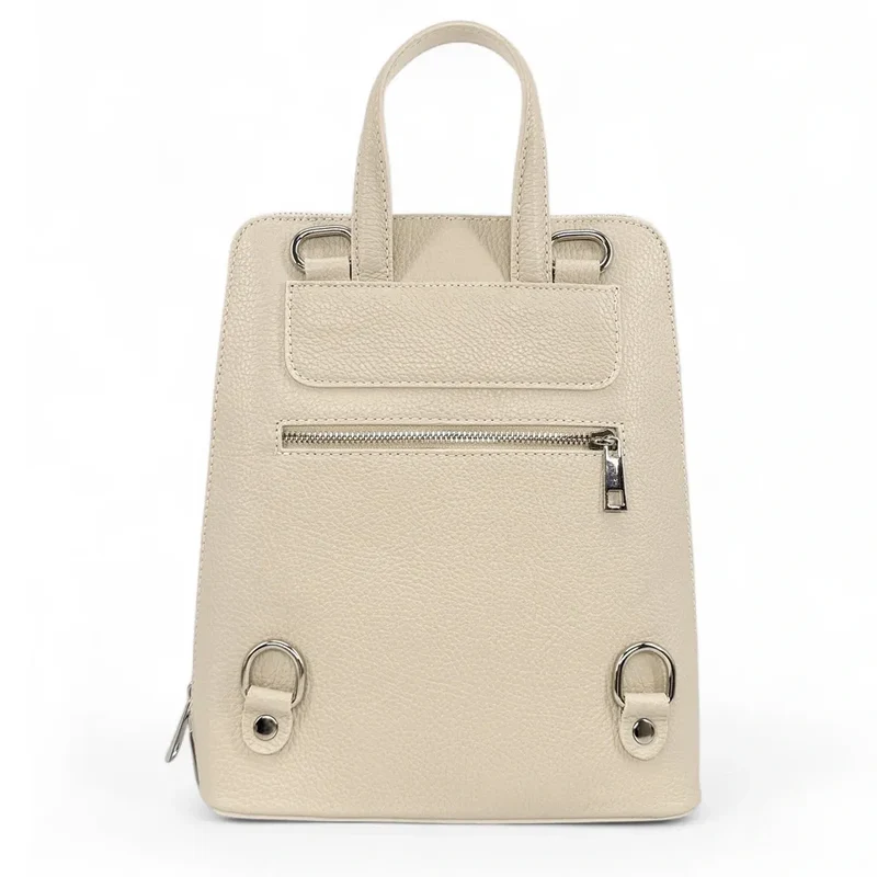 Sac à dos en cuir grainé HAILEY Taupe clair