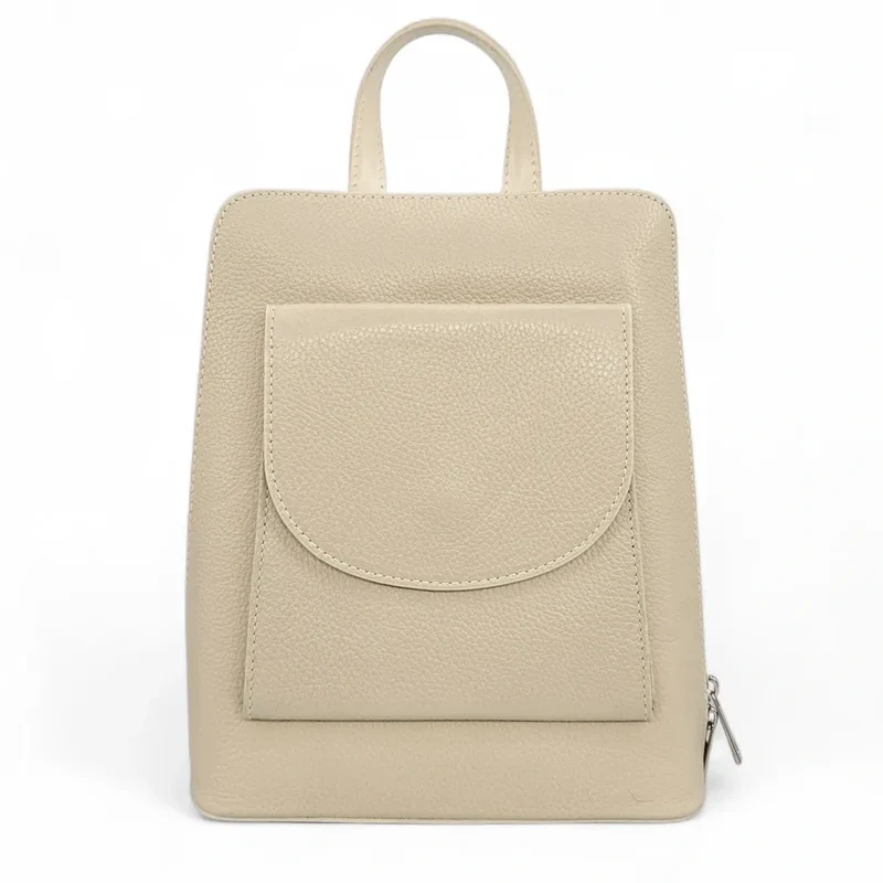 Sac à dos en cuir grainé HAILEY Taupe clair