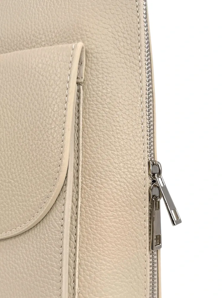 Sac à dos en cuir grainé HAILEY Taupe clair