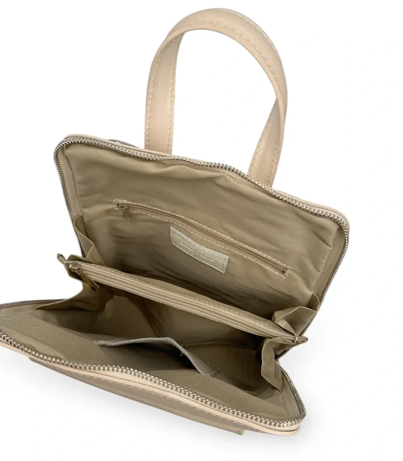 Sac à dos en cuir grainé HAILEY Taupe clair