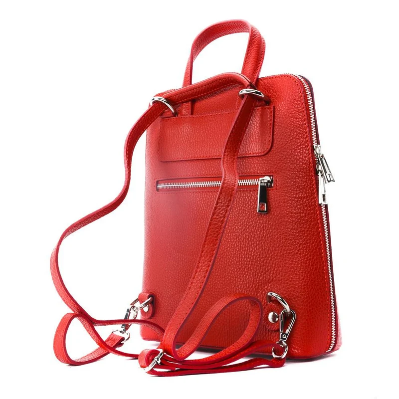 Sac à dos en cuir grainé HAILEY Rouge garance