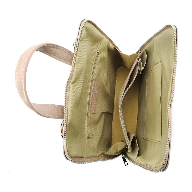 Sac à dos en cuir grainé HAILEY Rose nude