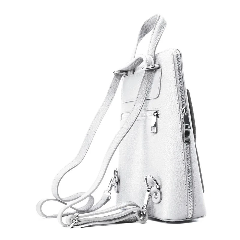 Sac à dos en cuir grainé HAILEY Gris clair