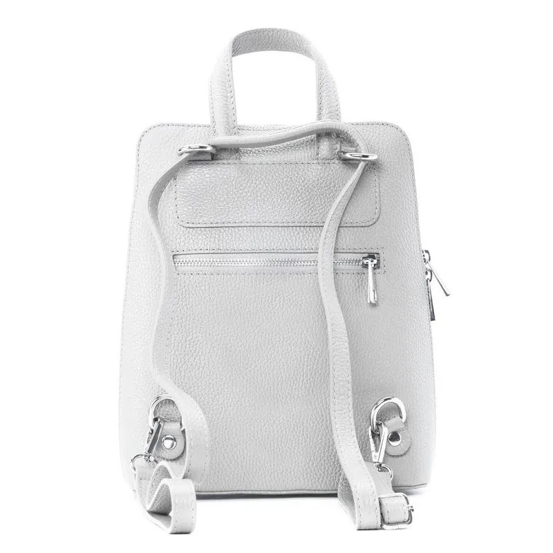 Sac à dos en cuir grainé HAILEY Gris clair