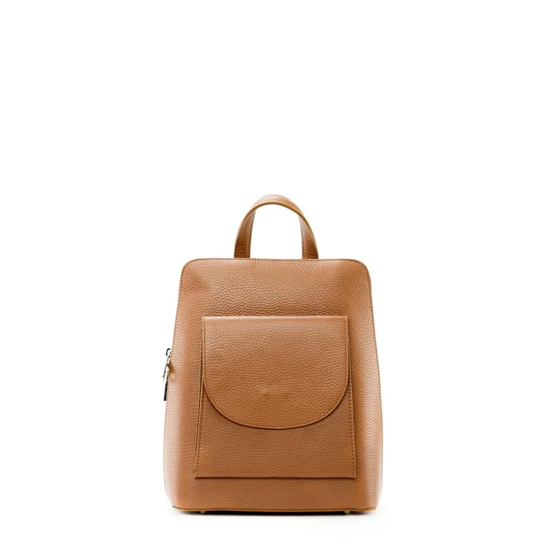 Sac à dos en cuir grainé HAILEY Marron cognac