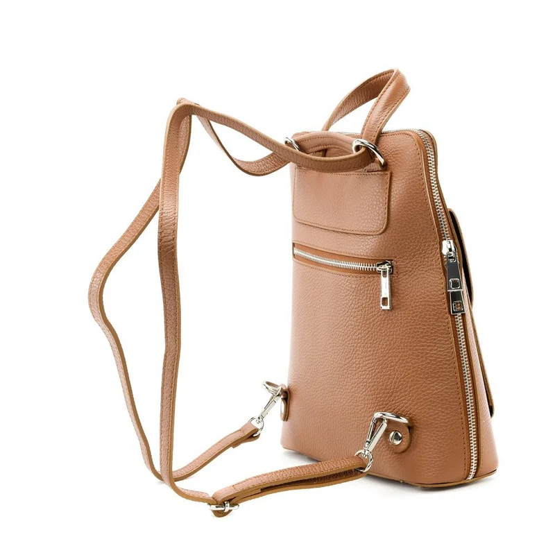 Sac à dos en cuir grainé HAILEY Marron cognac