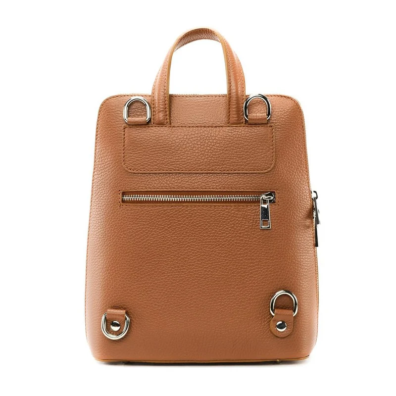 Sac à dos en cuir grainé HAILEY Marron cognac