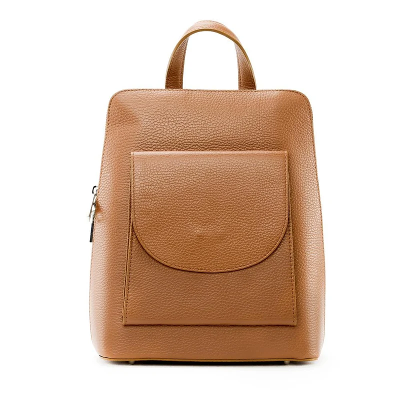Sac à dos en cuir grainé HAILEY Marron cognac