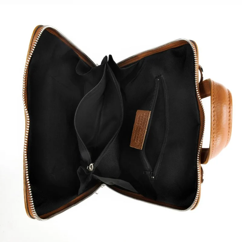 Sac à dos en cuir grainé HAILEY Marron cognac