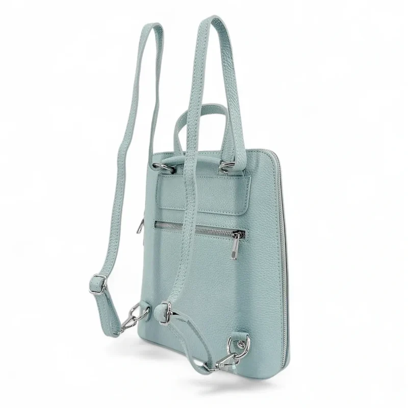 Sac à dos en cuir grainé HAILEY Bleu pastel