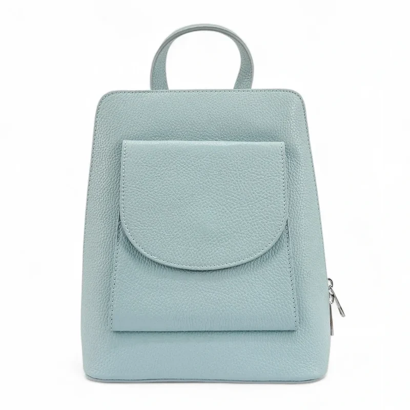 Sac à dos en cuir grainé HAILEY Bleu pastel