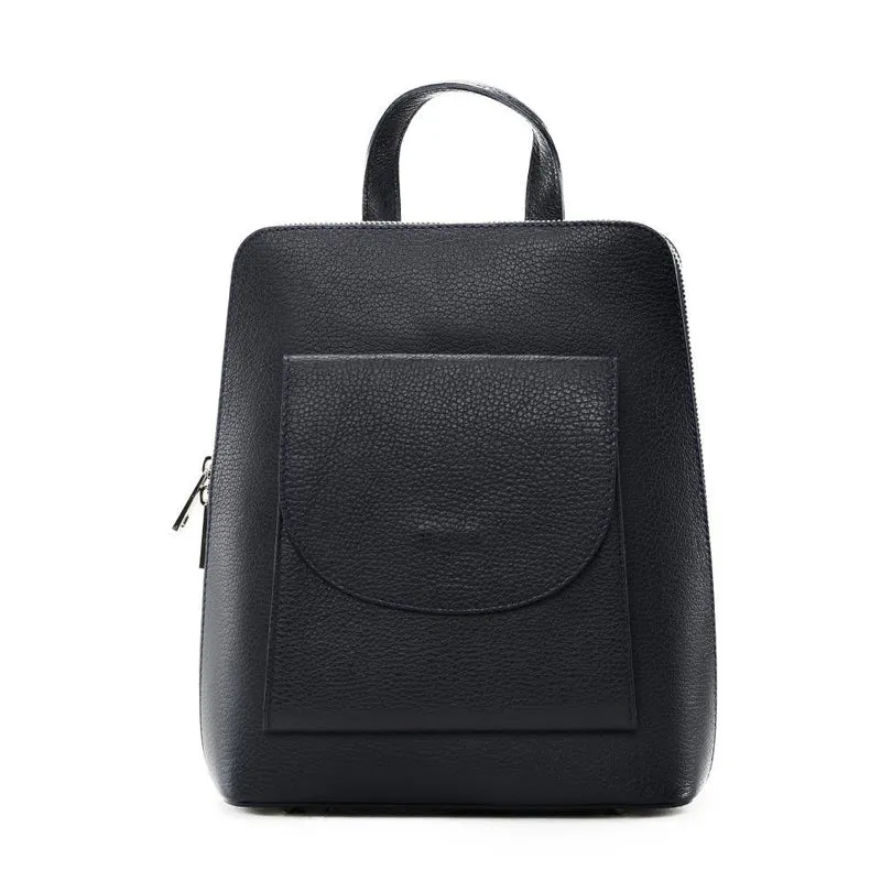 Sac à dos en cuir grainé HAILEY Bleu marine