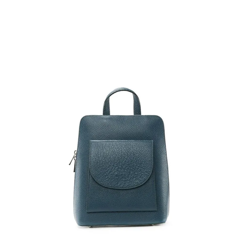 Sac à dos en cuir grainé HAILEY Bleu vert canard