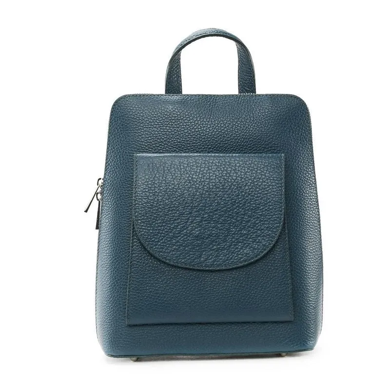 Sac à dos en cuir grainé HAILEY Bleu vert canard
