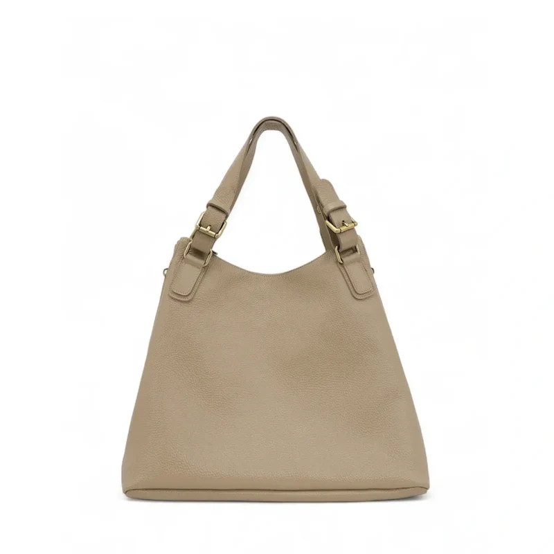 Sac porté épaule en cuir grainé CAMELIA Taupe clair