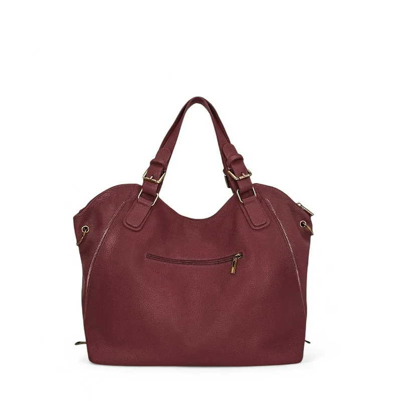 Sac porté épaule en cuir grainé CAMELIA Rouge foncé