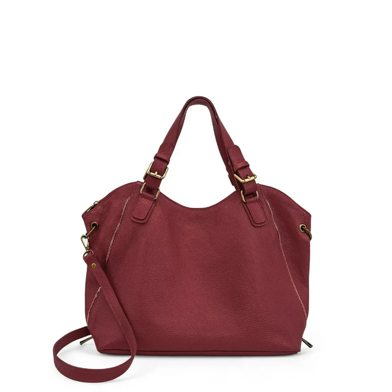 Sac porté épaule en cuir grainé CAMELIA Rouge foncé