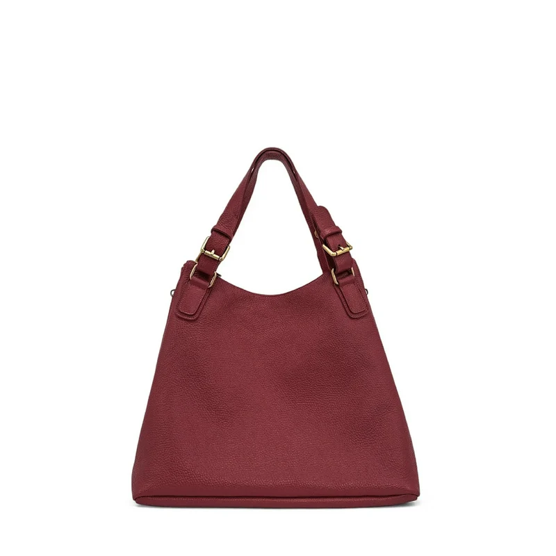 Sac porté épaule en cuir grainé CAMELIA Rouge foncé