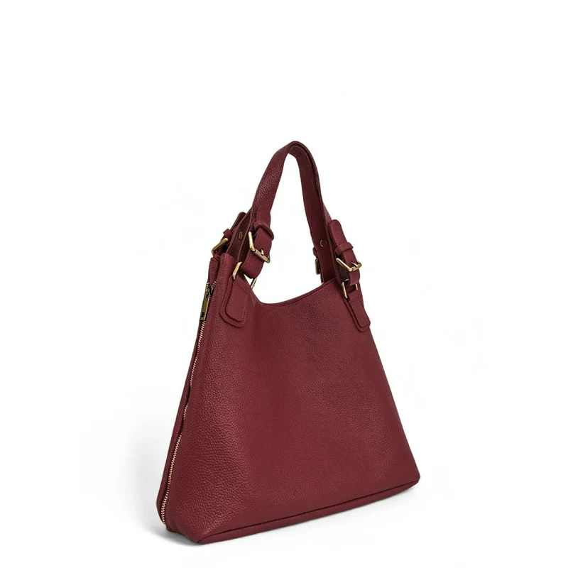 Sac porté épaule en cuir grainé CAMELIA Rouge foncé