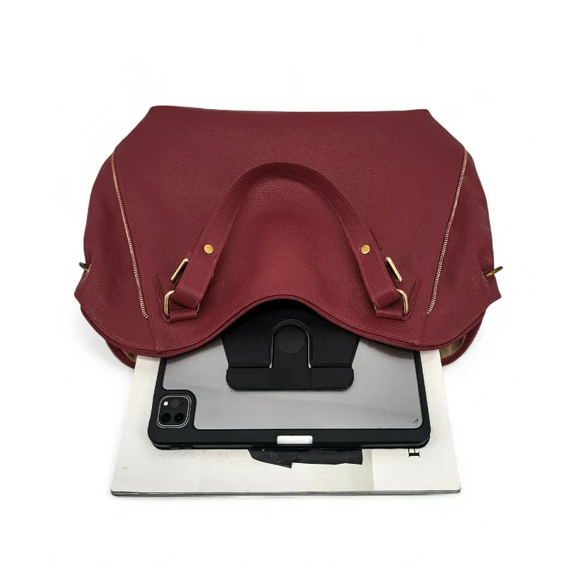 Sac porté épaule en cuir grainé CAMELIA Rouge foncé