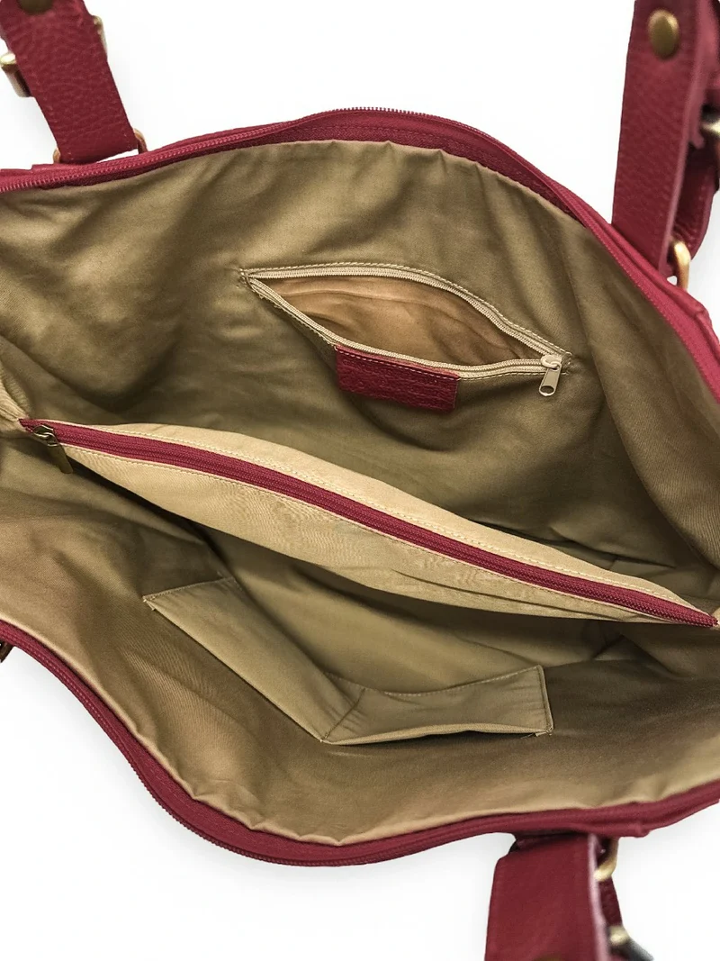 Sac porté épaule en cuir grainé CAMELIA Rouge foncé