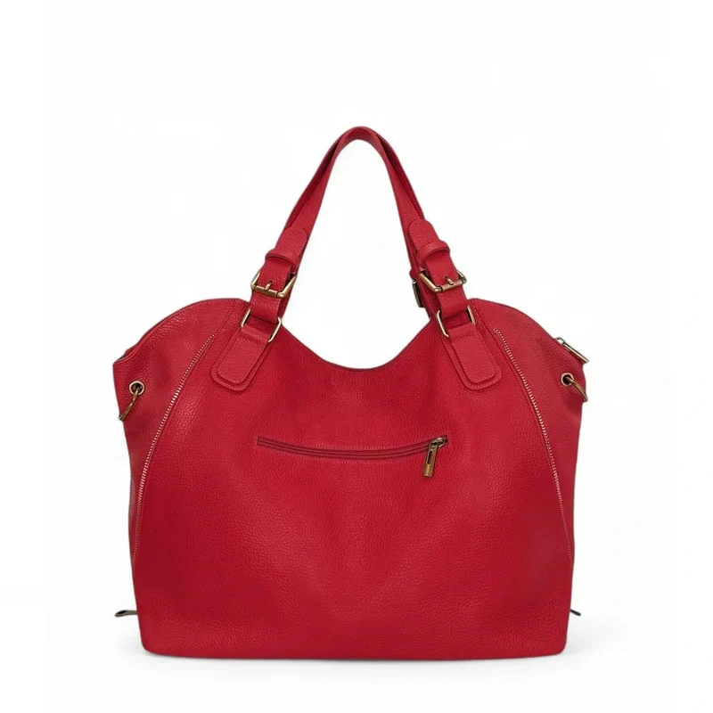 Sac porté épaule en cuir grainé CAMELIA Rouge garance