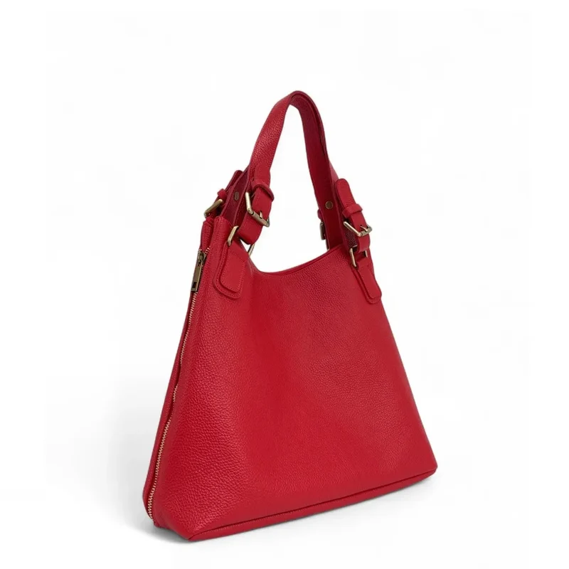 Sac porté épaule en cuir grainé CAMELIA Rouge garance