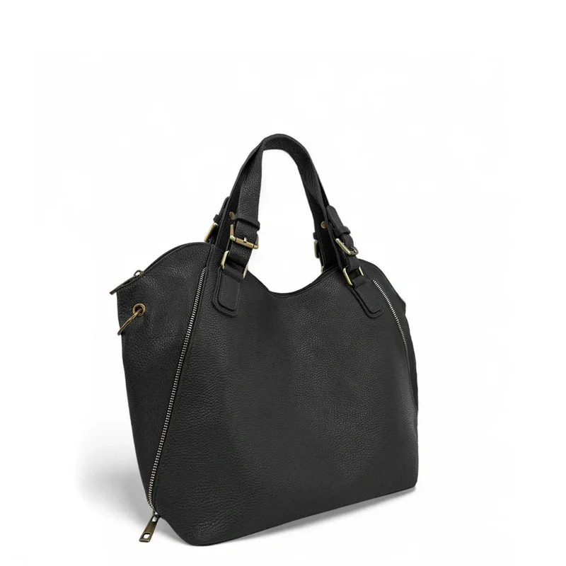 Sac porté épaule en cuir grainé CAMELIA Noir