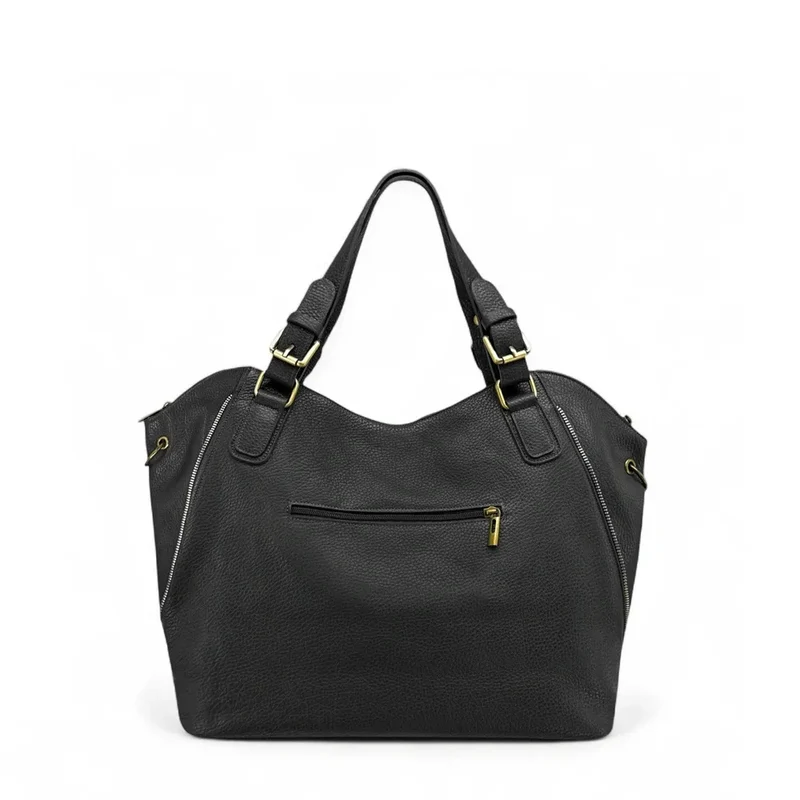 Sac porté épaule en cuir grainé CAMELIA Noir