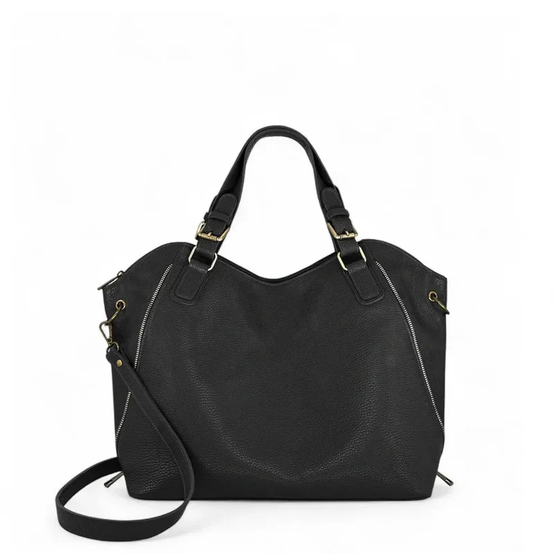 Sac porté épaule en cuir grainé CAMELIA Noir