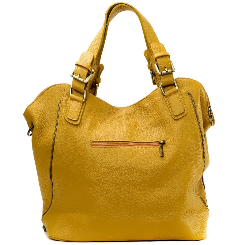Sac porté épaule en cuir grainé CAMELIA Jaune tournesol