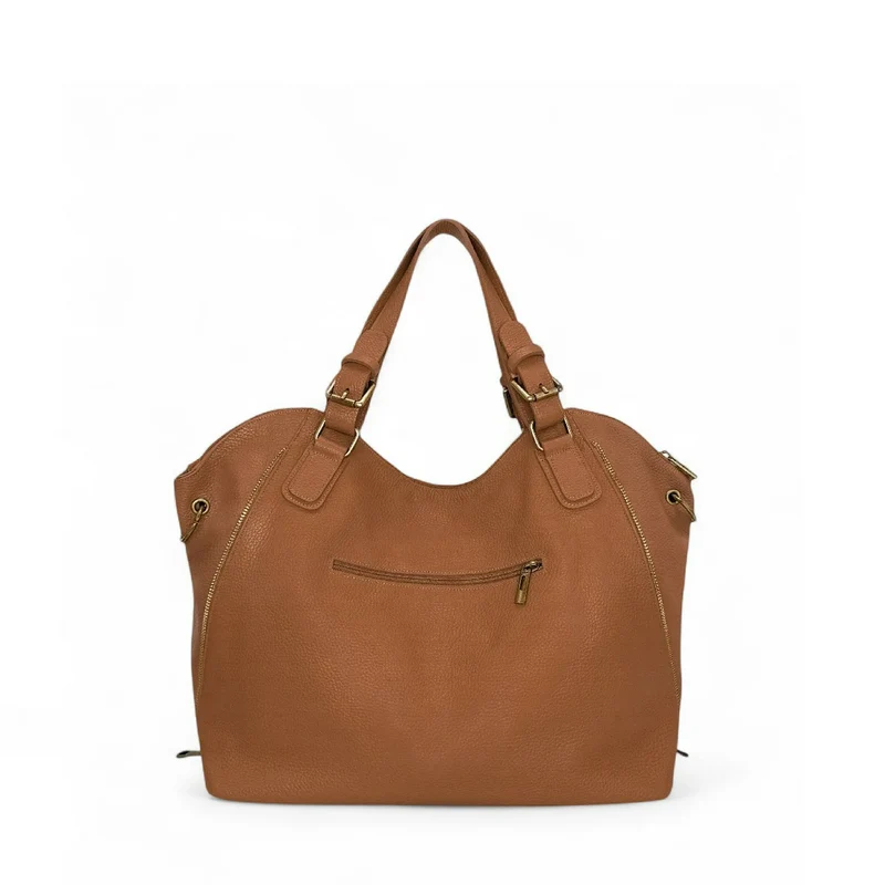Sac porté épaule en cuir grainé CAMELIA Cognac