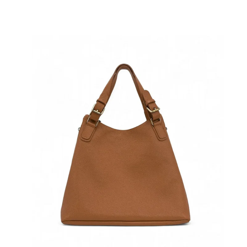 Sac porté épaule en cuir grainé CAMELIA Cognac