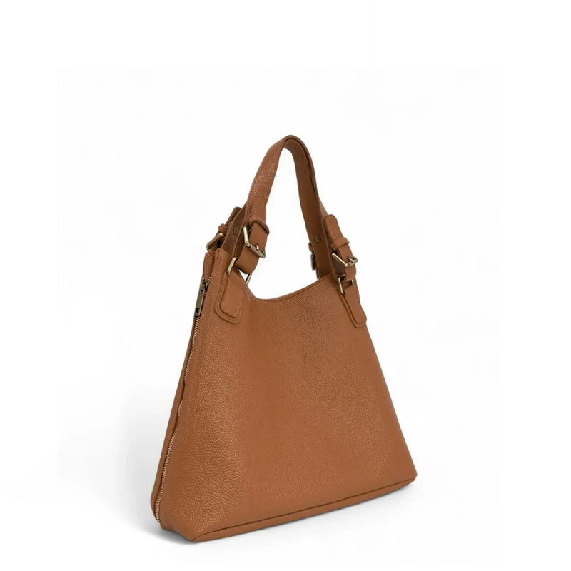 Sac porté épaule en cuir grainé CAMELIA Cognac