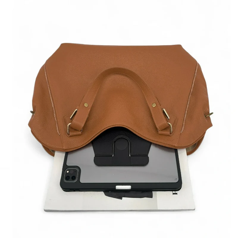 Sac porté épaule en cuir grainé CAMELIA Cognac
