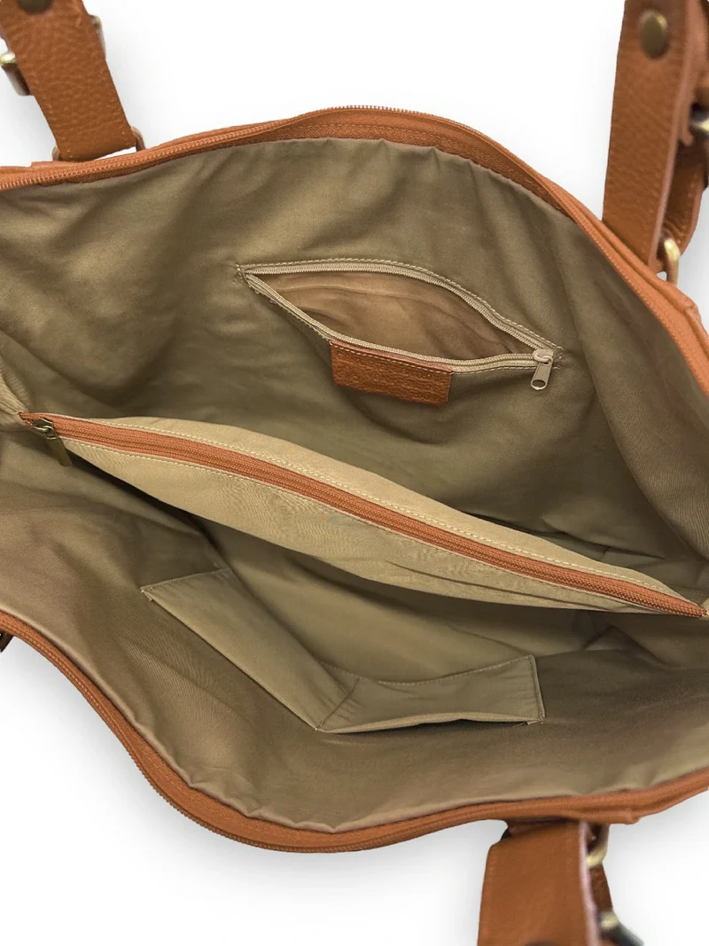 Sac porté épaule en cuir grainé CAMELIA Cognac