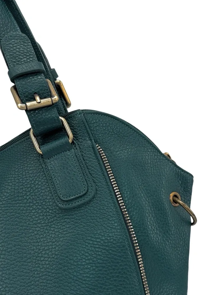 Sac porté épaule en cuir grainé CAMELIA Bleu vert canard