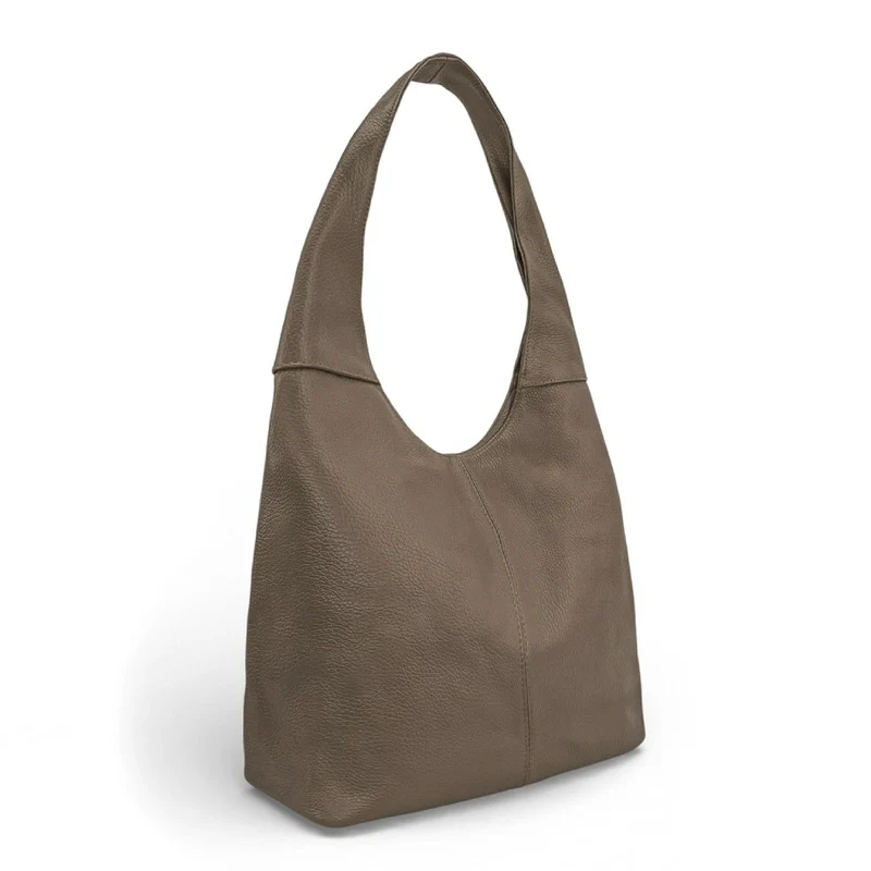 Sac HOBO en cuir grainé ELLEN Taupe foncé