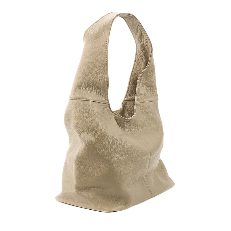 Sac HOBO en cuir grainé ELLEN Taupe clair