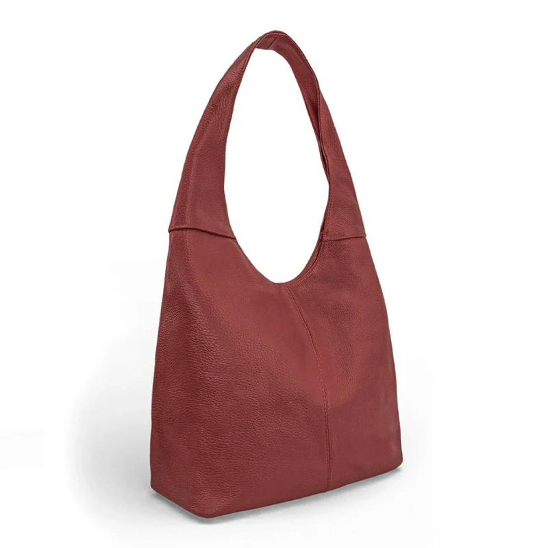 Sac HOBO en cuir grainé ELLEN Bordeaux