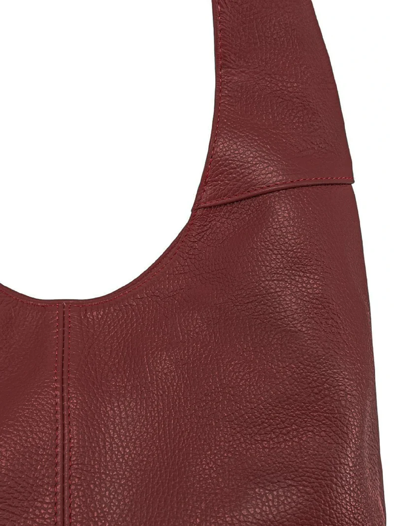 Sac HOBO en cuir grainé ELLEN Bordeaux