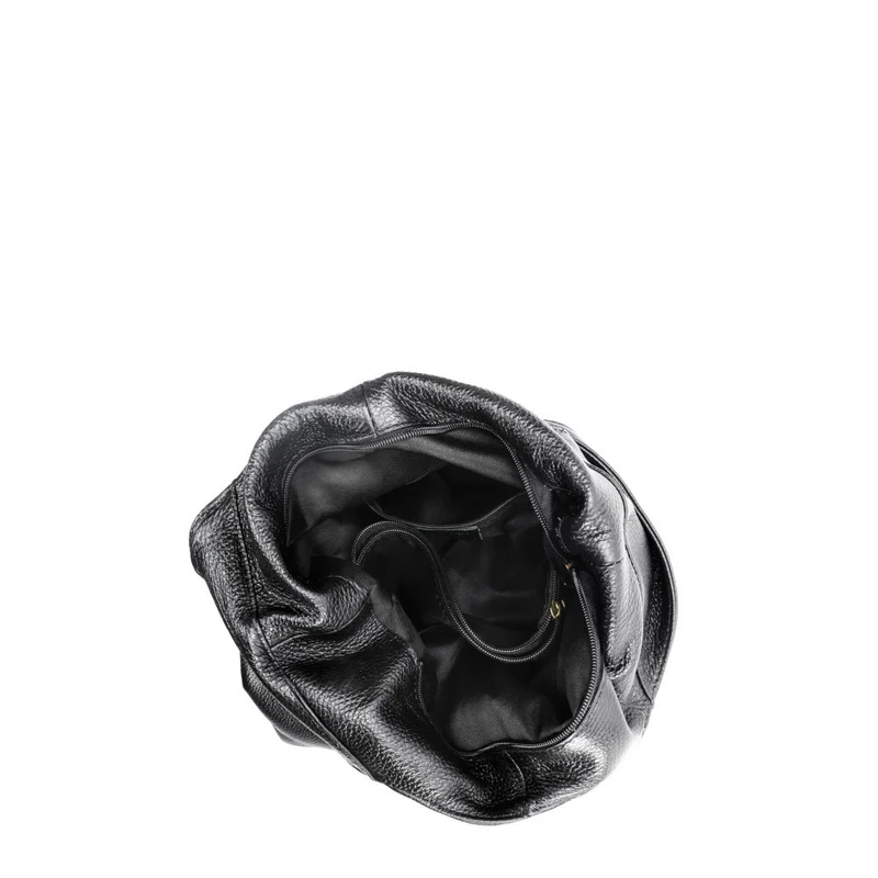 Sac HOBO en cuir grainé ELLEN Noir