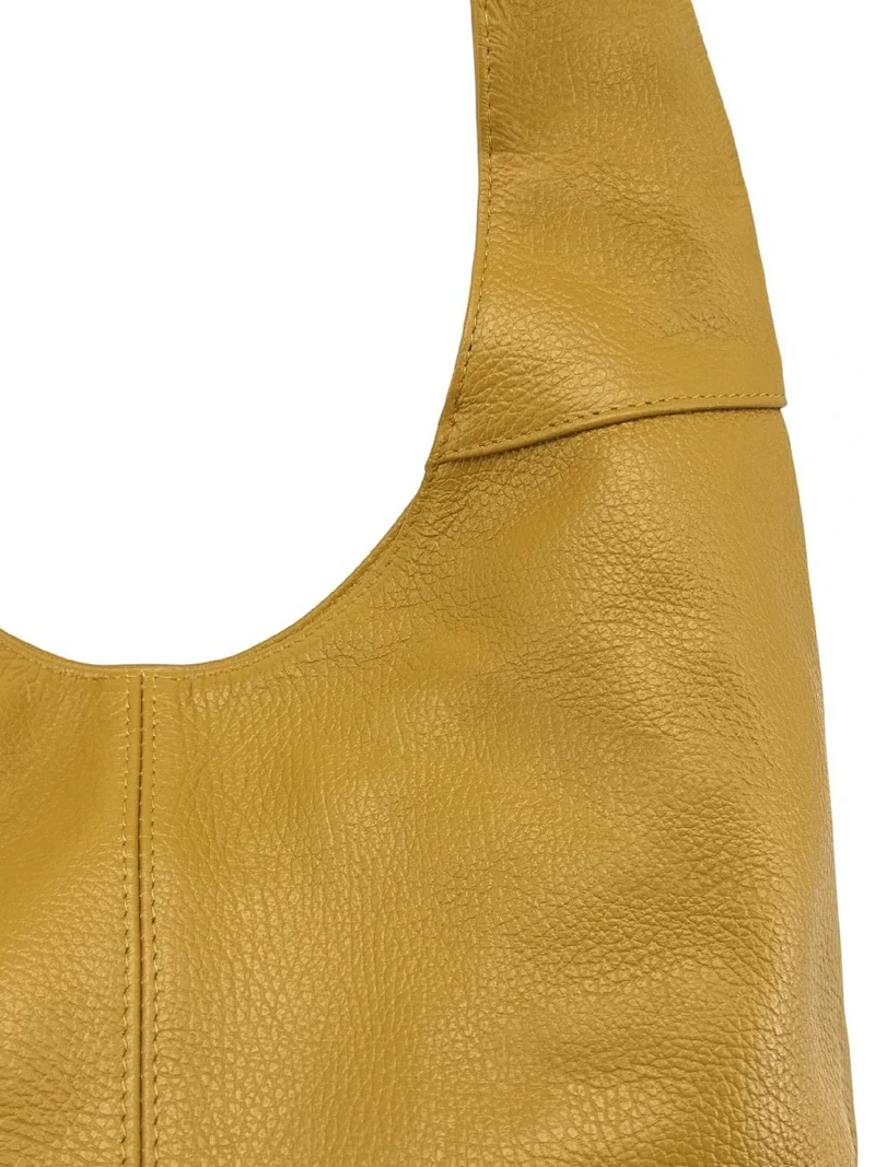 Sac HOBO en cuir grainé ELLEN Jaune Moutarde