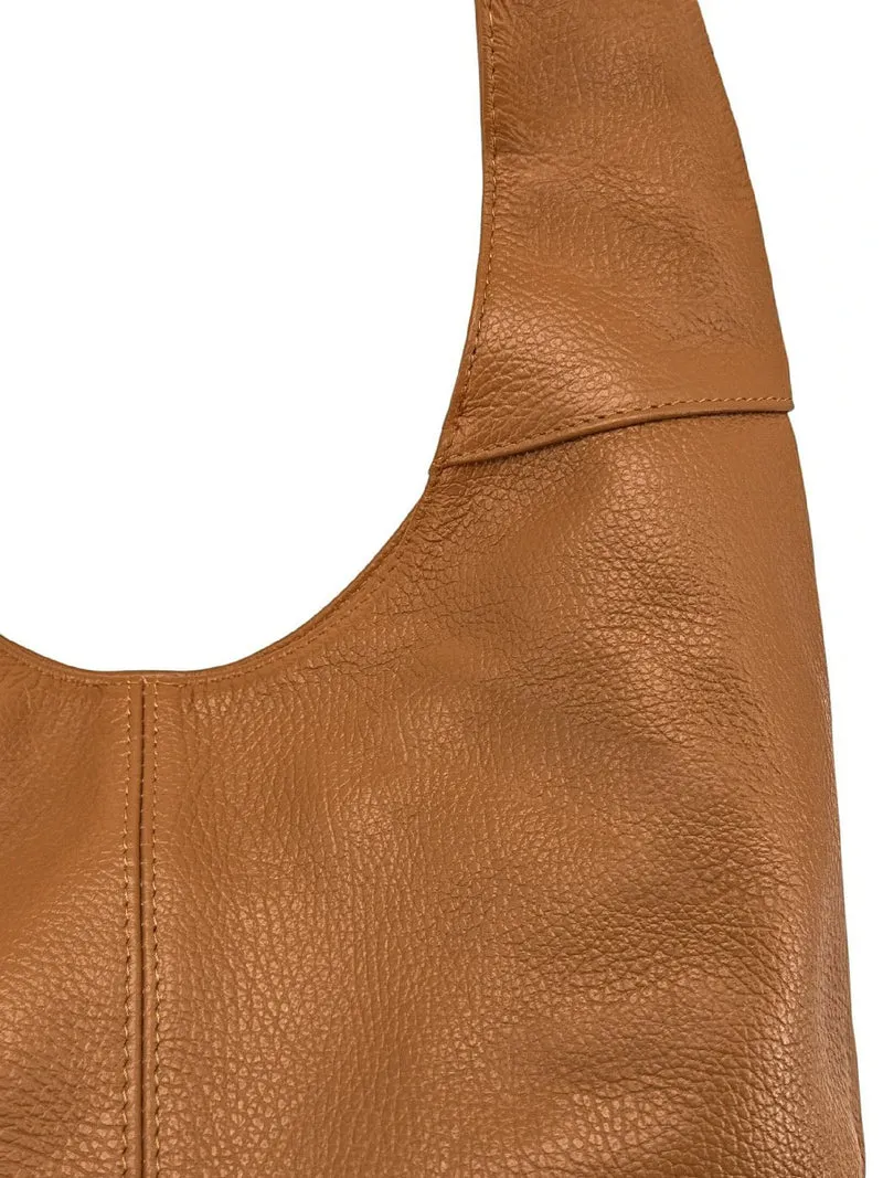 Sac HOBO en cuir grainé ELLEN Camel