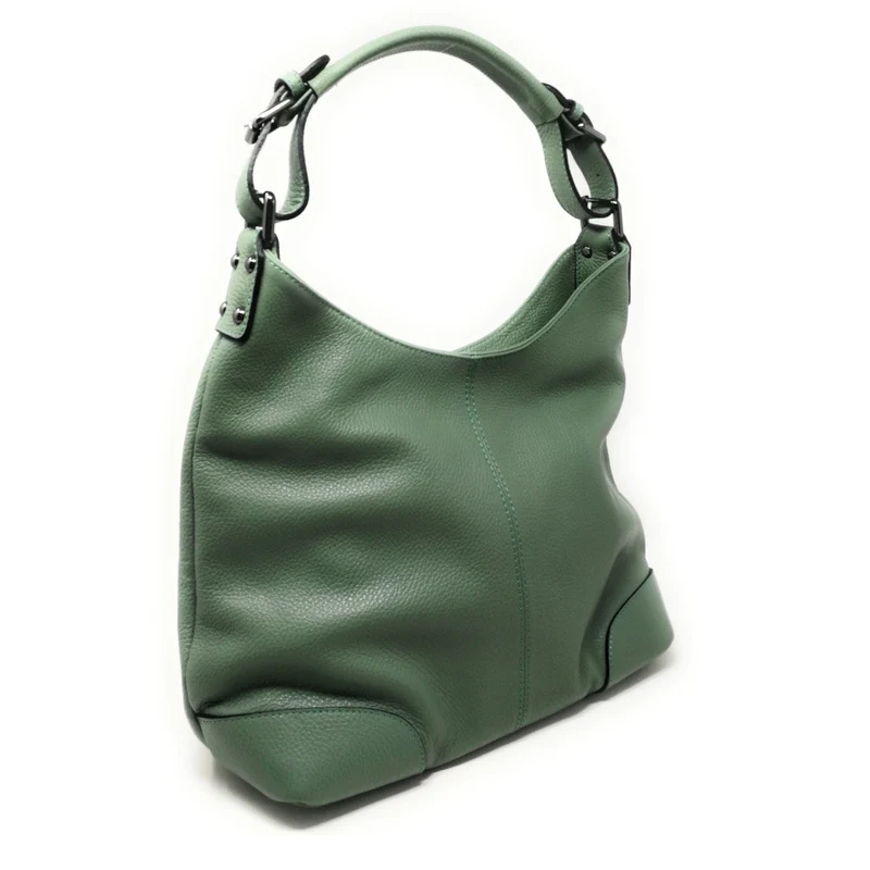 Sac à main cabas en cuir grainé NIKEE Vert pastel
