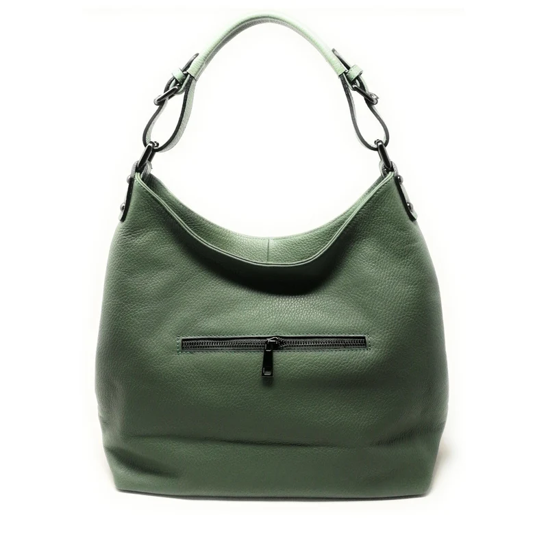 Sac à main cabas en cuir grainé NIKEE Vert pastel