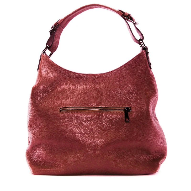 Sac à main cabas en cuir grainé NIKEE Rouge foncé