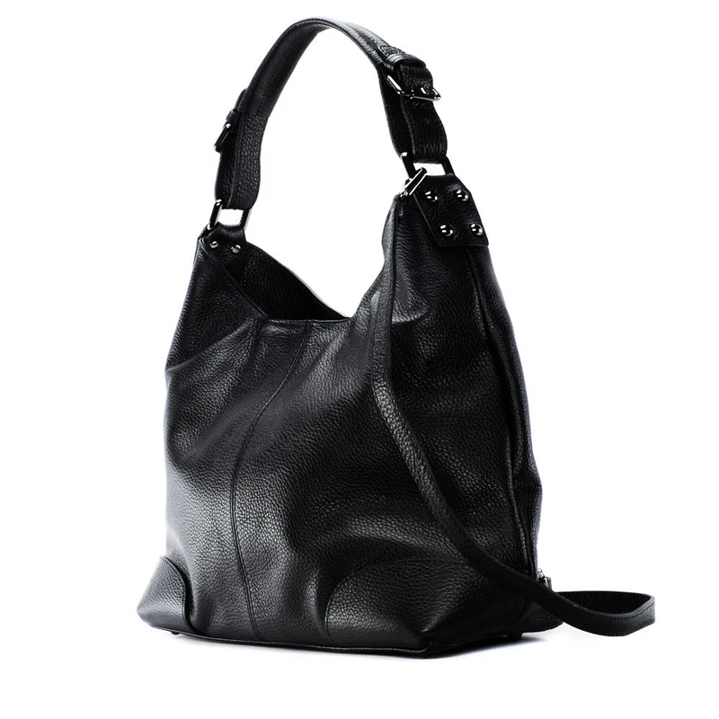 Sac à main cabas en cuir grainé NIKEE Noir